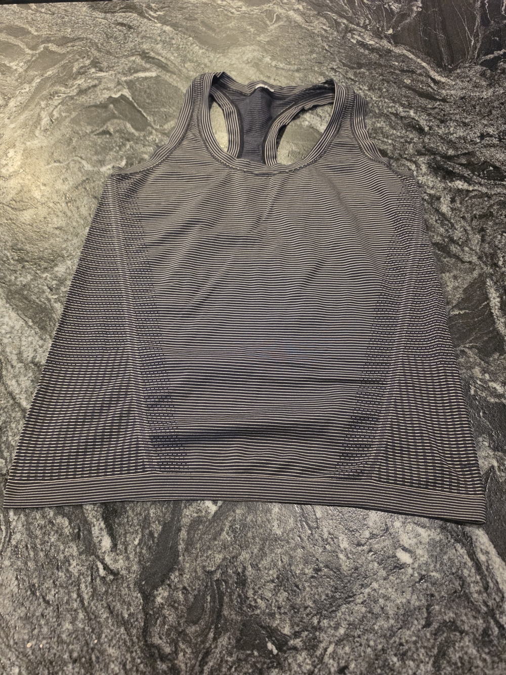Athleta Navy and White Striped Racerback Tank